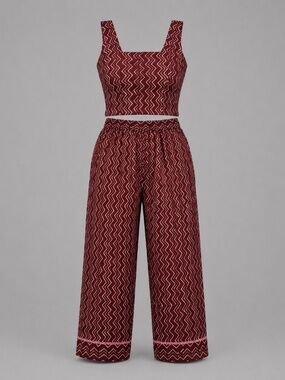 JUGNI  Maroon Cropped Set by Subhai Apparel
